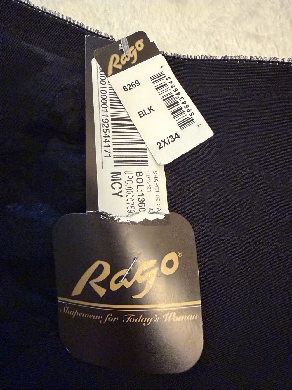 Rago Shapewear Lace Trim Capri Shaper Pants Black Plus Size 2X  Retro Coquette - Picture 5 of 10
